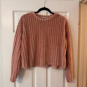 Zara Blush Ribbed Crew Neck Sweater